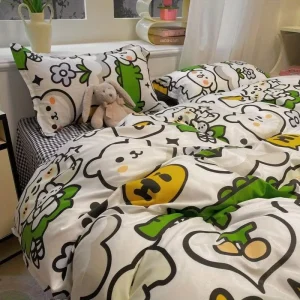 100% Polyester Fabric Cute Cartoon Printed Bedding Set Duvet Cover Set Hotel Bed Sheet Set