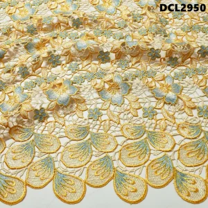 100% Polyester Fabric Guipure Lace Embroidery with Cord Elegant Embroidered Lace for Fashion and Home Decor