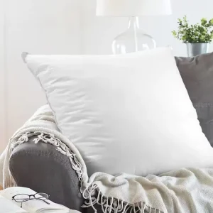100% Polyester Fiber Filling Sofa Square Throw Pillows Pack of 2 White 18×18 Inches Solid Pattern Support Neck Indoor Decor