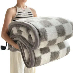 100% Polyester Flannel Fleece Blanket Black White Checkered Double-Sided Plush Thick Warm Winter Blanket
