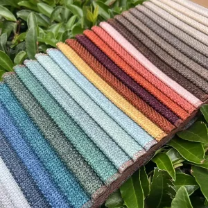 100% Polyester Home Textile Linen Look Upholstery Fabric Jacquard Style Plain Tricot Knitted Dyed Pattern for Sofa