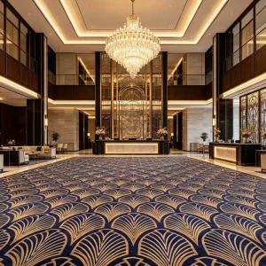 100% Polyester Hotel Lobby Wall to Wall Carpet Sound Insulation Fireproof Custom Pattern Free Sample for FF&E Buyer