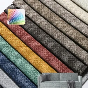 100% Polyester Imitation Linen Fabric Heavyweight Plain Tricot Colored Linen Material for Sofa Upholstery Home