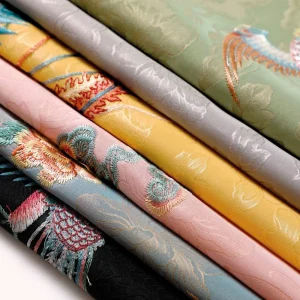 100% Polyester Jacquard Embroidery Woven Fabric Breathable Embossed Weft for Bag Summer Dresses Wedding Shoes Cushions Curtains