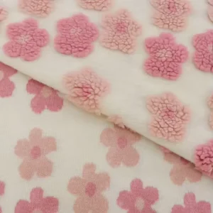 100% Polyester Jacquard Knitted Sherpa 3D Floral Teddy Fabric Soft Plush for Baby Blankets Home Decor Girls Toy