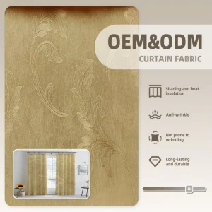 100% Polyester Jacquard Nonwoven Embossed Blackout Curtain Fabric Slub Dyed Pattern Medium Weight New Design Living Bedroom Made