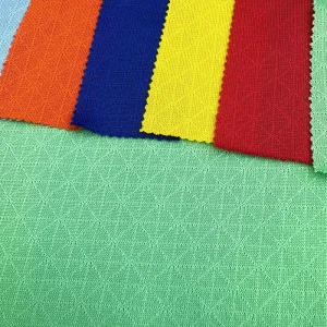 100% Polyester Jacquard Rhombus Knit Solid Color Fabric 170gsm for Sportswear and Clothing