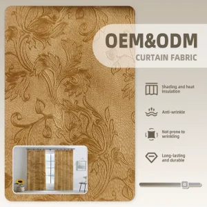100% Polyester Jacquard Single Side Light Embossed Microfiber Nonwoven Blackout Curtain Fabric