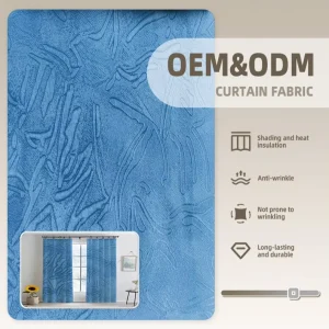 100% Polyester Jacquard Woven Embossed Blackout Curtain Fabric New Design Slub Dyed Pattern Nonwoven Technics