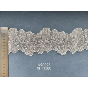 100% Polyester Knitted Sheer Fabric Embroidered Narrow Stripe Customizable Sleepwear Curtain Accessories