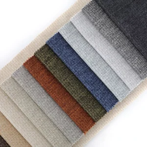 100% Polyester Linen Look Woven Sofa Fabric Breathable Plain Dyed 440gsm Shrink Resistant Tear Resistant