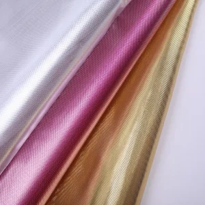 100% Polyester Metallic Foil Lame Fabric Gold Silver White Orange Red Pink Colors Lightweight Soft Hand Feel Curtain