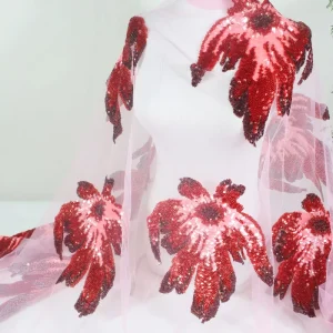 100% Polyester Metallic Velvet Fabric with Shiny Sheer Yarn Sequins for Girls’ Wedding Evening Dresses
