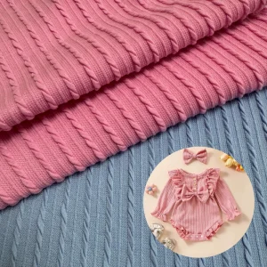 100% Polyester Microfiber Breathable Yarn Dyed Knitted Jacquard Fabric for Baby Girls Garments