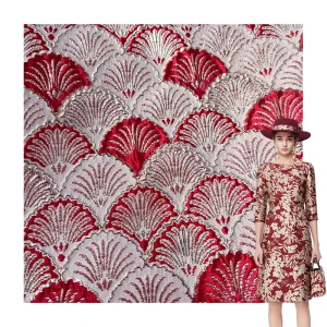 100% Polyester Microfiber Stain Resistant Jacquard Fabric Chinese Style Gold Embossed for Girls Wedding Christmas Decorations