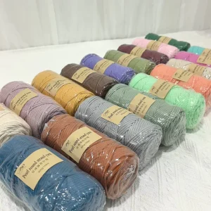 100% Polyester Multi Colored Cotton Braided Rope 4mm Hollow Fancy Yarn for Knitting and Weaving Dyed Pattern