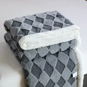 100% Polyester Multifunctional Lamb Flannel Raschel Blanket Double Solid Color for Home Office