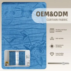 100% Polyester Nonwoven Jacquard Embossed Blackout Curtain Fabric Medium Weight Dyed Pattern Roll
