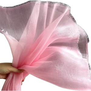 100% Polyester Organza Fabric Lightweight Pleated Texture Bright Weft Knitted Type Wide Yarn 120gsm