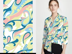 100% Polyester Paisley Abstract Floral Print Fabric Warm Tone Gradient Wrinkle Resistant Quick Dry for Girls Dresses GRS