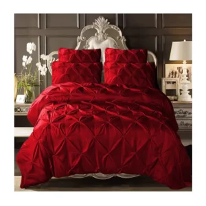 100% Polyester Pinch Pleated Duvet Cover Microfiber Pintuck Quilt Cover Set