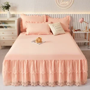 100% Polyester Princess Lace Bed Skirt Decorative Elastic Four Seasons Sheet Bedspread