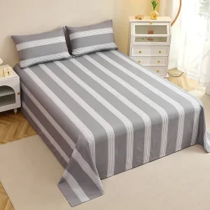 100% Polyester Printed Bed Sheet Set Flat Sheet 2 Pillow Cases 50x70cm Double Size 168×224 206×244 229x259cm for Hospital Use
