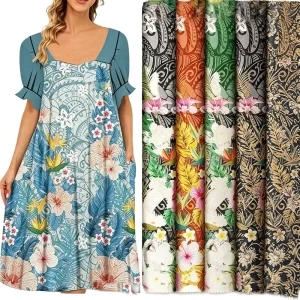 100% Polyester Printed Fabric Quick Dry Lightweight Woven Peach Skin Fabric for Outdoor Summer Dresses Skirts & Apparel
