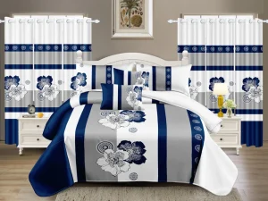 100% Polyester Printed White Black Color Heart Love Patterns Bed Sheet Bedroom Bedding Set Matching Curtain