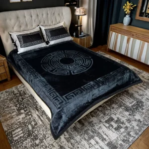 100% Polyester Queen Size Classic Wool Portable Bed Blanket Knitted Raschel Geometric Animal Cartoon Solid