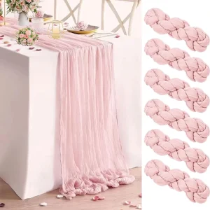 100% Polyester Reusable Customized Color & Logo Rustic Cheesecloth Table Runner 10FT for Wedding