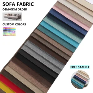 100% Polyester Shrink-Resistant Breathable Tear-Resistant Woven Fabric Plain Linen Look Upholstery for Sofa