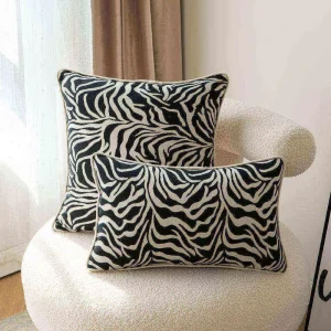100% Polyester Soft Cushion Cover Black White Zebra Stripe Geometric Floral Heated Portable 45x45cm Throw Pillow Case