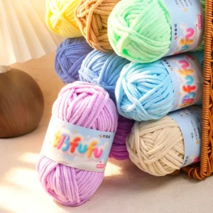 100% Polyester Spun Yarn Anti Pilling High Tenacity Smooth Twist Dyed Baby Blankets Scarves Dolls