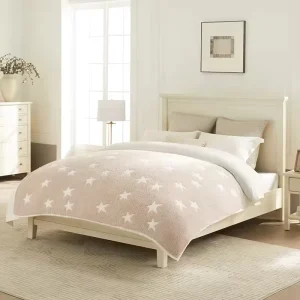 100% Polyester Star Print Cozy Knit Blanket Luxury Knitted Throw Blanket