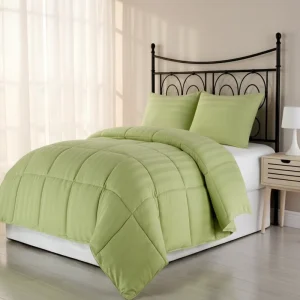 100% Polyester Striped Simple Fluffy Duvet Cover Set Bedding Green Hospital and Hotel Use Anti Static Anti Bacteria