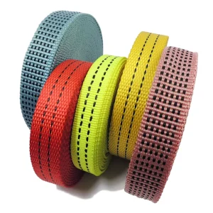 100% Polyester Striped Webbing Embroidered Technique for Sling Webbing