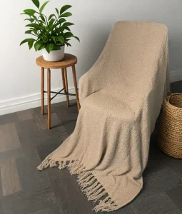 100% Polyester Super Soft Feather Knit Throw Blanket Plain Style for Decorative Use on Couch Bed or Sofa