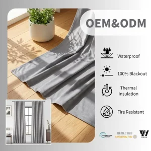 100% Polyester Velvet Blackout Curtains Fabric Customizable Bedroom Window PA Coated Woven Medium Weight Waterproof