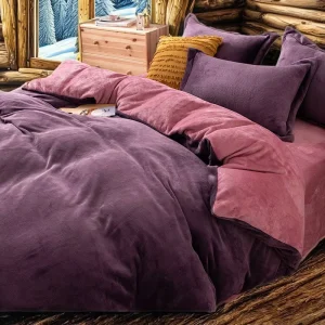 100% Polyester Velvet Winter Soft Plush Double Bed Quilt King Linen Duvet Cover Bedding Set 4pcs Modern Simple Sheet for Home