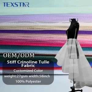 100% Polyester Warp Knit Stiff Crinoline Tulle Fabric Eco Friendly Wrinkle Resistant Plain Dyed Net Mesh Home Textile Girls