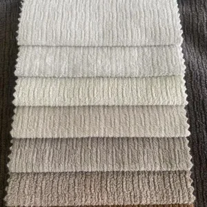 100% Polyester Warp Knitted Striped Textured Chenille Look Velvet Fabric Breathable Water Resistant Medium Weight for Sofa