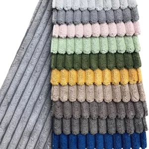100% Polyester Waterproof Flame Retardant Eco-Friendly Striped Warp Knitted Solid-Color Corduroy Velvet