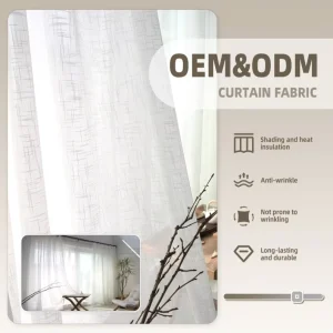 100% Polyester White Jacquard Voile Sheer Curtain Fabric Lightweight Breathable Yarn Dyed Nonwoven Rolls Packed