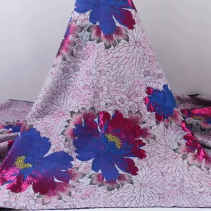 100% Polyester Woven Custom Fashion Yarn Dyed Metallic Jacquard Brocade Fabric for Dress