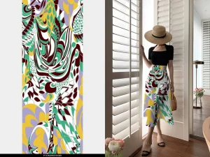100% Polyester Woven Dimensional Print Fabric 106GSM 60″ Girls’ Dress Skirts Apparel Breathable Quick Dry Wrinkle Resistant