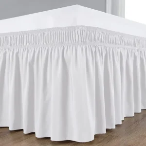 100% Polyester Wrap Around Solid Bed Skirt Dust Ruffled with Elastic Microfiber Bedding Skirt for Home and Hotel