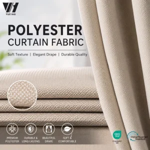 100% Polyester Yarn Dyed Waterproof Flame Retardant Blackout Curtains Coated Woven Fabric OEKO TEX Certified Customizable Color