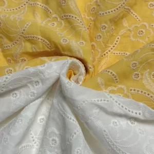 100% Polyester for Voile Eyelet Embroidered Fabric White Women’s Dress Bags Weddings Knitted Home Textile