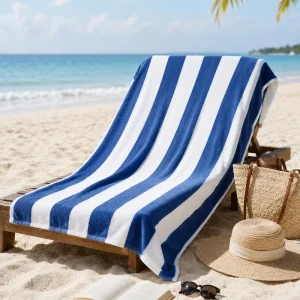 100% Pure Cotton Beach Towel Large Size Absorbent Soft Terry Cloth Beach Bath Towel for Adult
